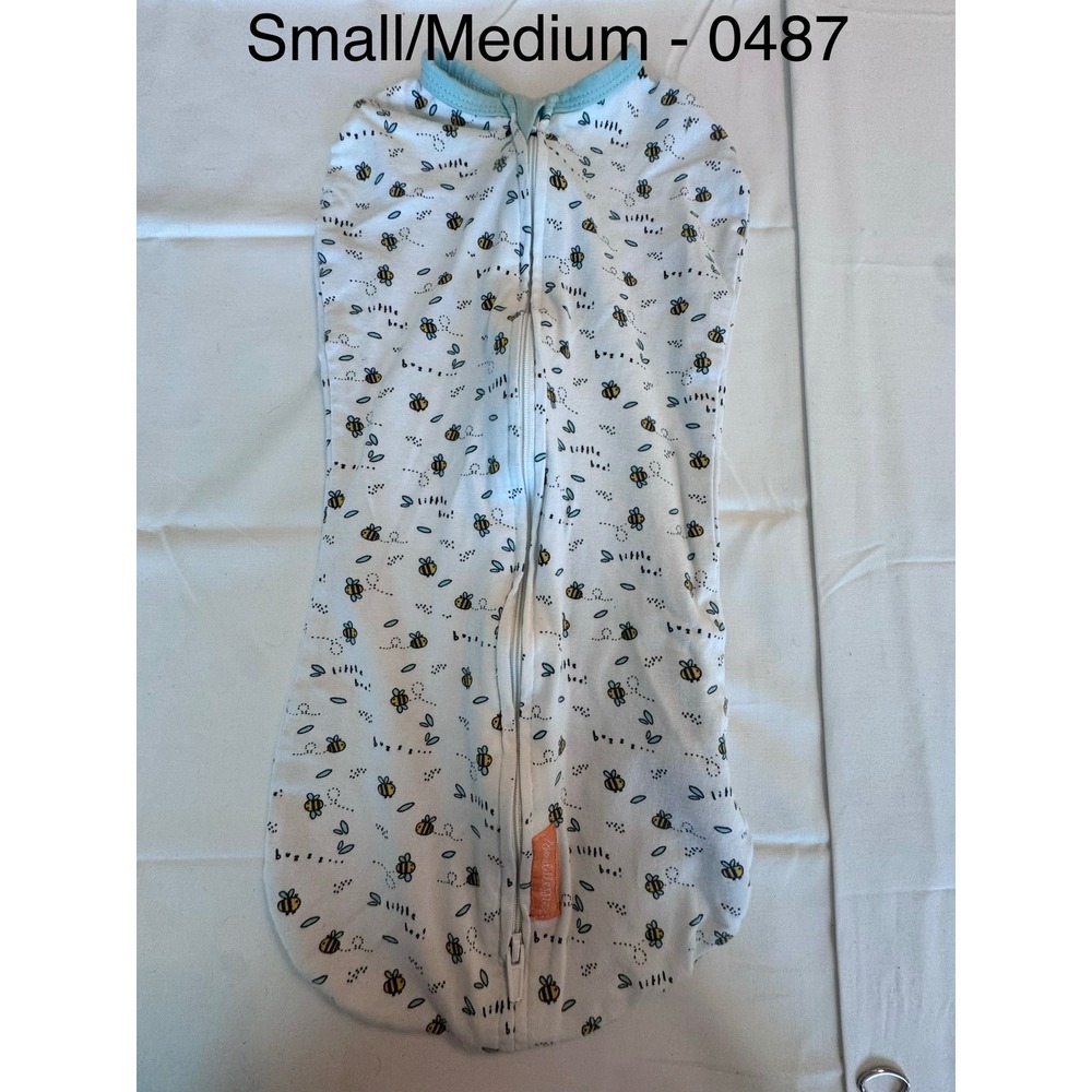 SwaddleMe Baby Swaddle Pod Zip Up Sleep Sack Bumble Bee Print White Small Medium